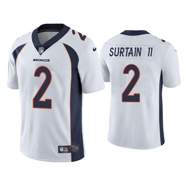 Women's Denver Broncos #2 Patrick Surtain II White Vapor Limited Stitched Jersey(Run Small)